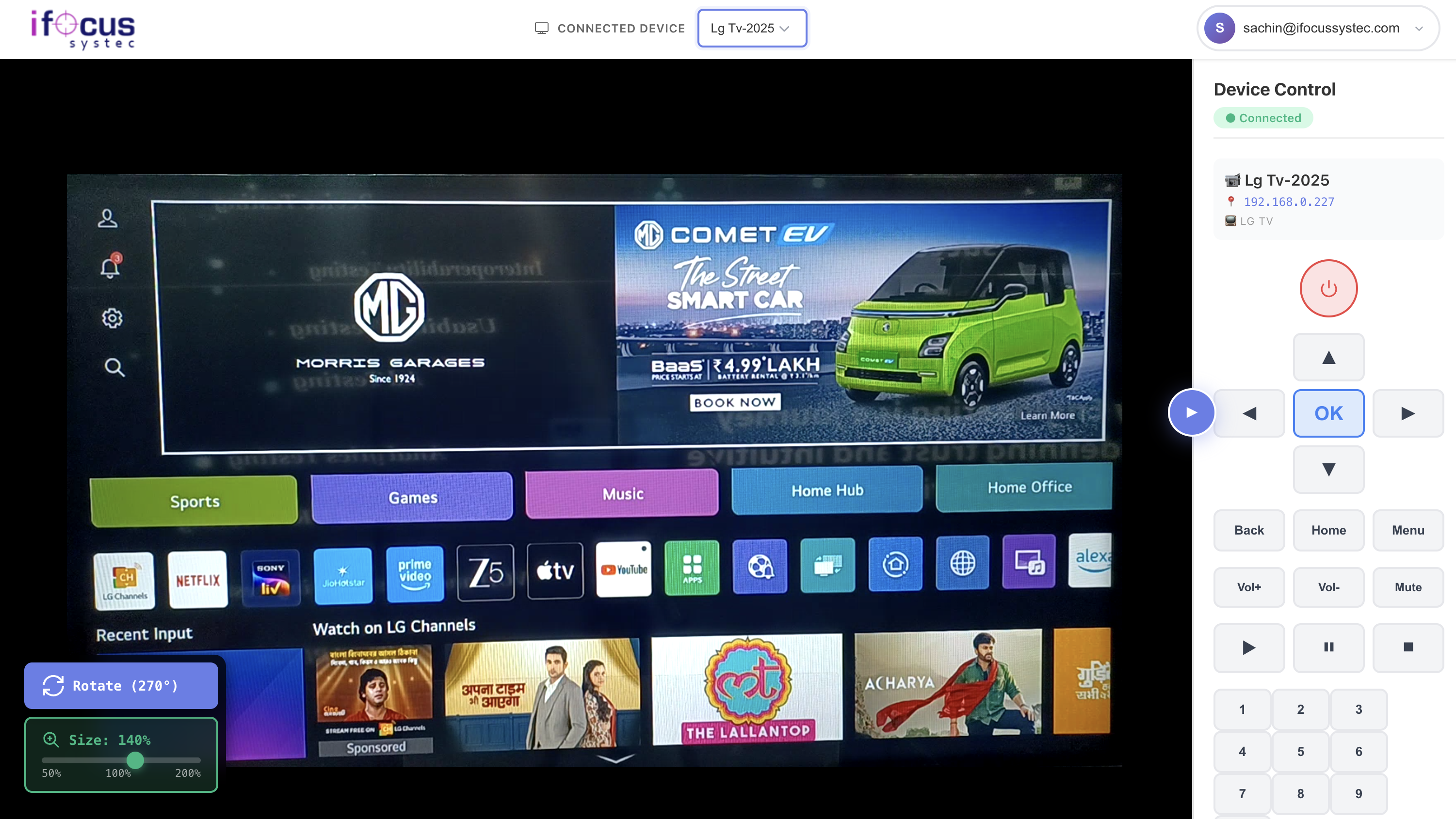 iFocus Remote TV Testing
